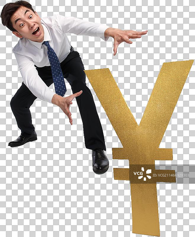 商务青年男人贪财图片素材