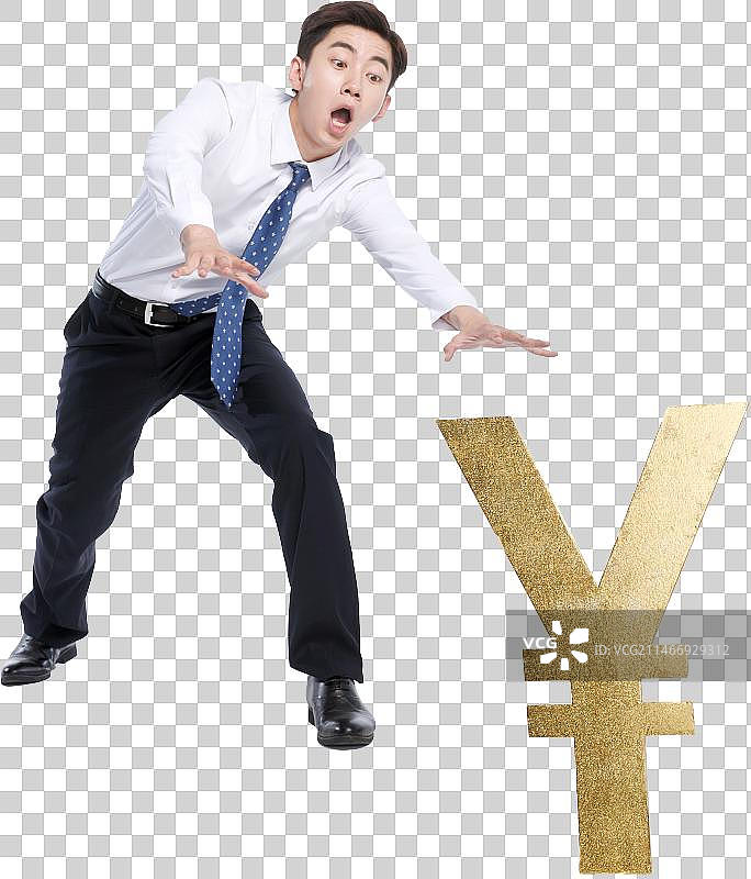 商务青年男人贪财图片素材