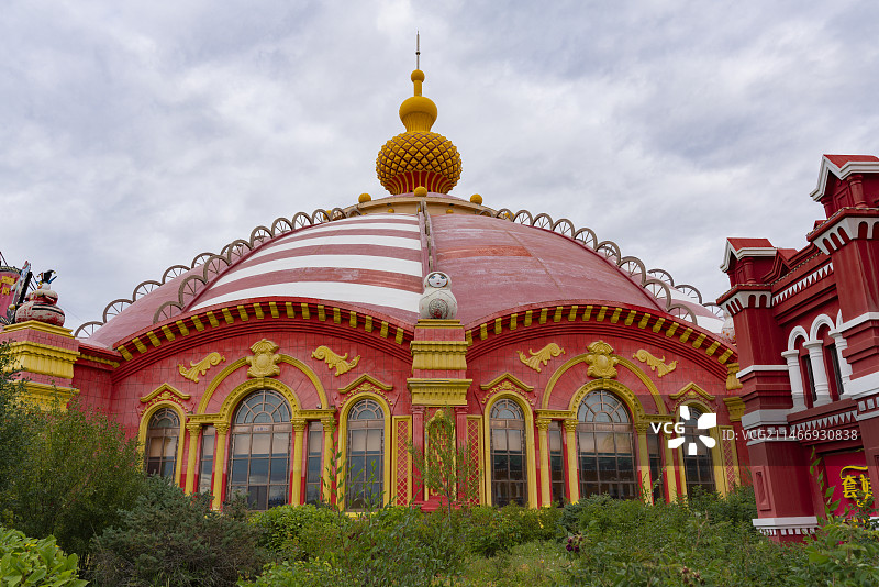 内蒙古呼伦贝尔市满洲里套娃景区，中俄边境套娃广场，套娃酒店图片素材