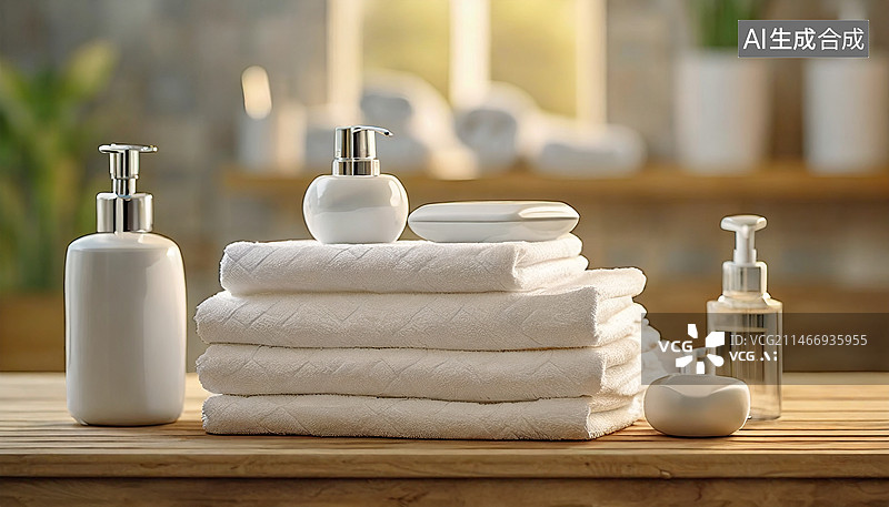 【AI数字艺术】SPA房内桌上的SPA用品图片素材