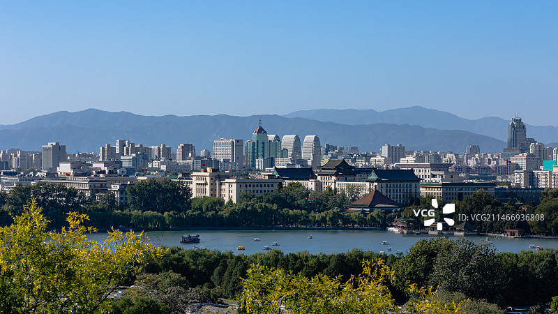 景山公园远眺西直门图片素材