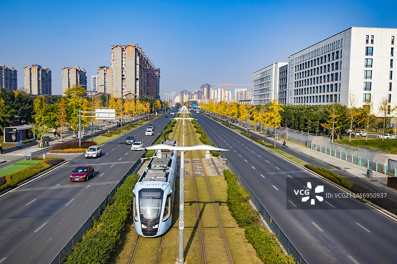 成都有轨电车蓉2号线电子科技大学站图片素材