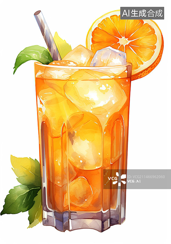 【AI数字艺术】白色背景上的饮料特写镜头图片素材