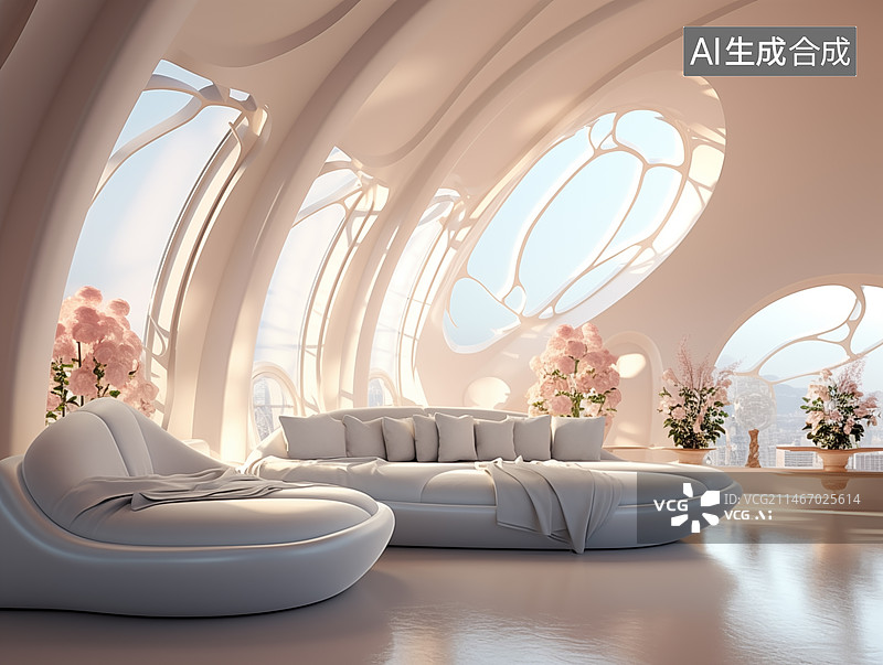 【AI数字艺术】现代室内卧室，客厅内部场景，简洁点卧室空间，室内空间设计图片素材