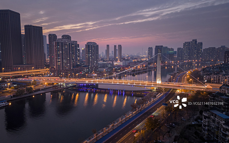 天津河东区富民桥夜景图片素材