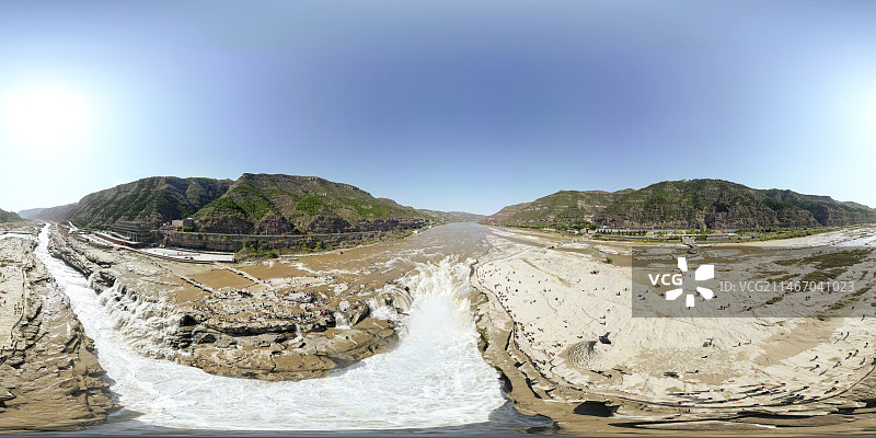 山西临汾吉县黄河壶口瀑布航拍图片素材