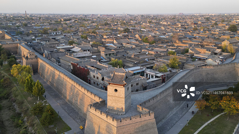 山西晋中平遥古城航拍图片素材