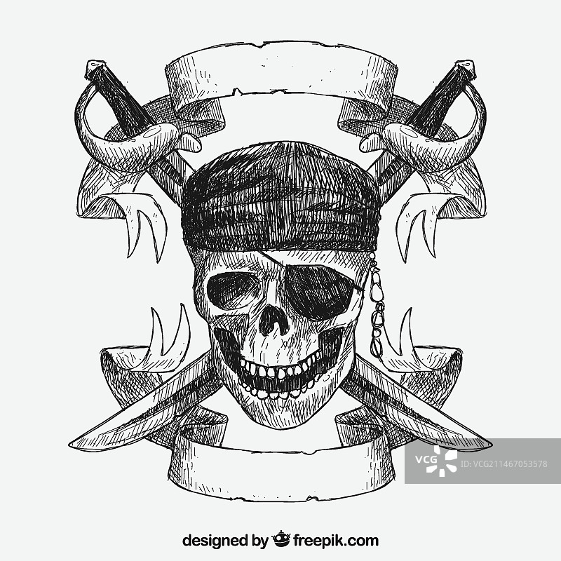手绘海盗骷髅图片素材