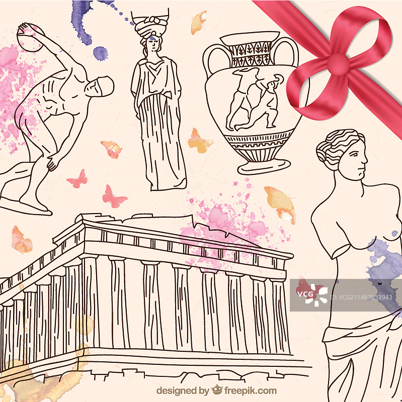手绘希腊文化图片素材
