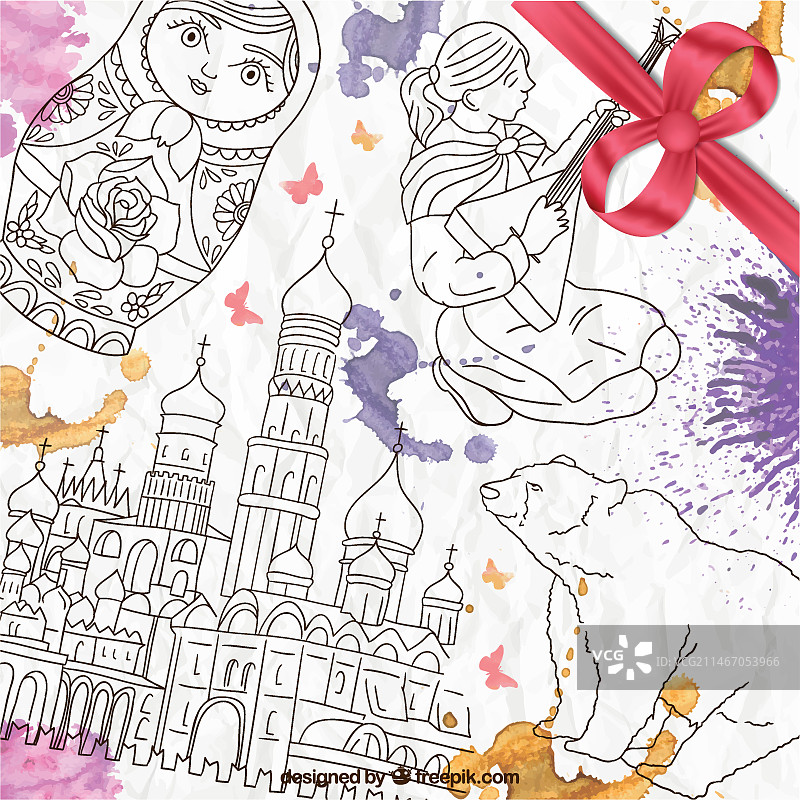 手绘俄罗斯元素图片素材