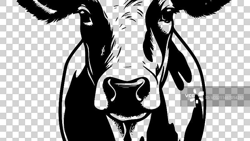 奶牛 - 极简风格剪影图片素材