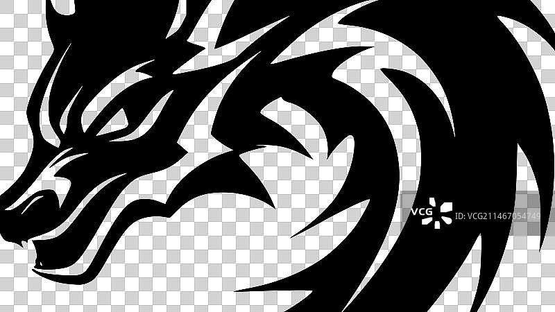 龙-黑白相间的孤立图标图片素材