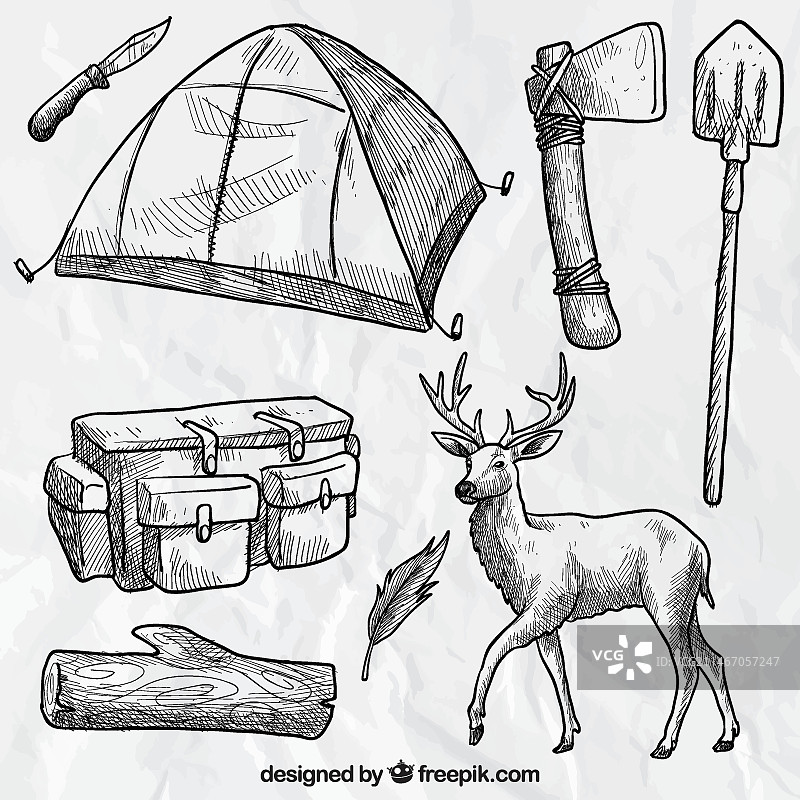 手绘森林元素图片素材