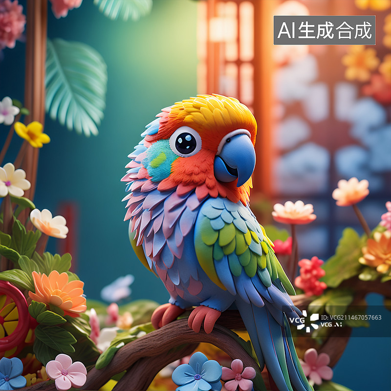 【AI数字艺术】鹦鹉图片素材