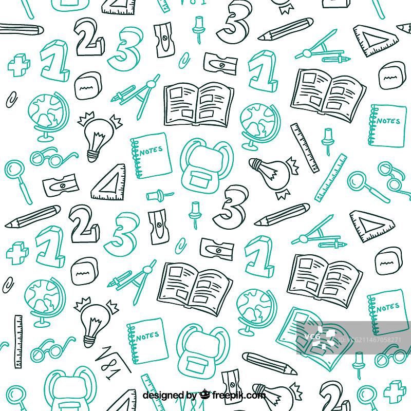 手绘学校用品图案图片素材