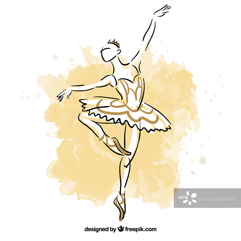 手绘芭蕾舞女演员图片素材