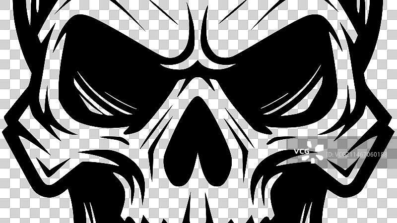 骷髅-黑色和白色孤立的图标图片素材