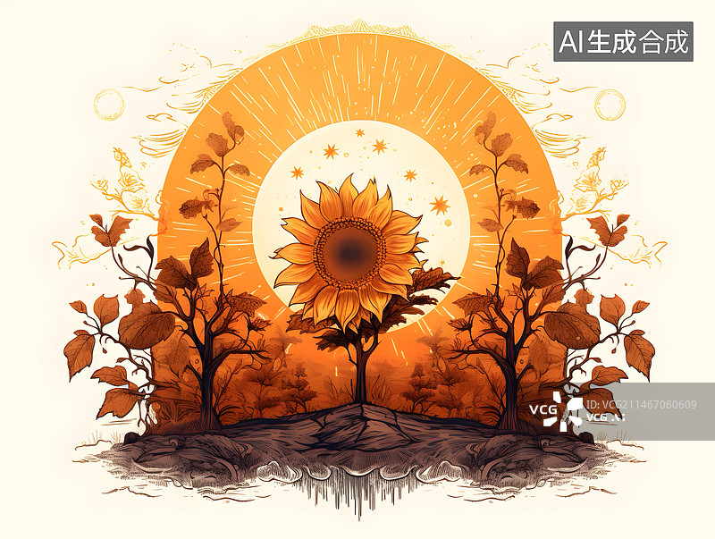 【AI数字艺术】凸版印刷插画：秋天图片素材