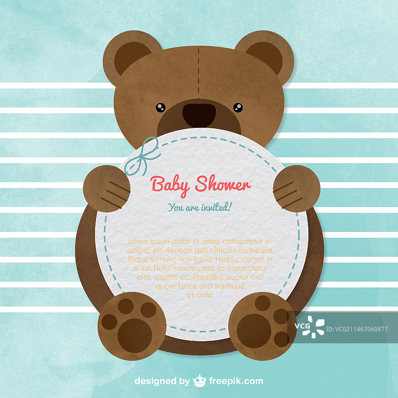 泰迪熊新生儿派对贺卡图片素材