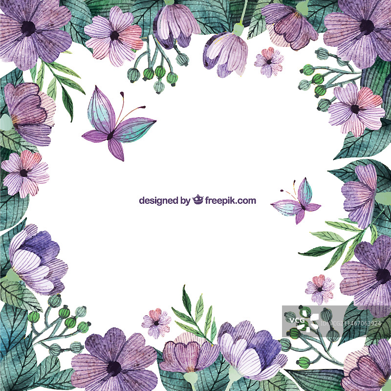 紫色花朵边框图片素材