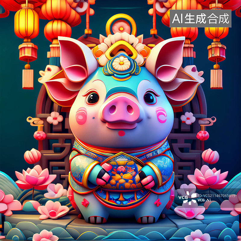 【AI数字艺术】十二生肖之猪图片素材