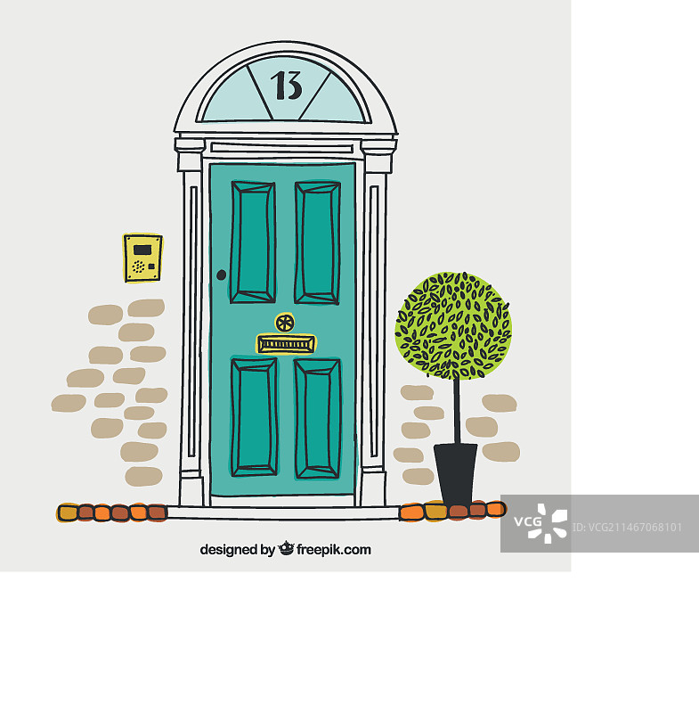 英国房屋门速写图片素材