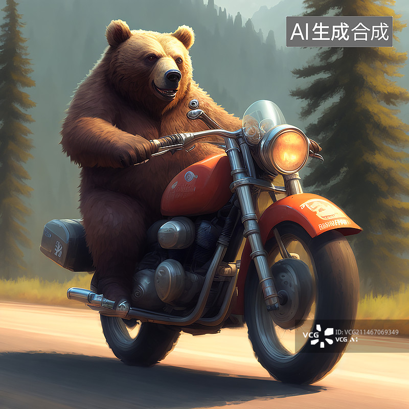 【AI数字艺术】骑摩托的熊图片素材