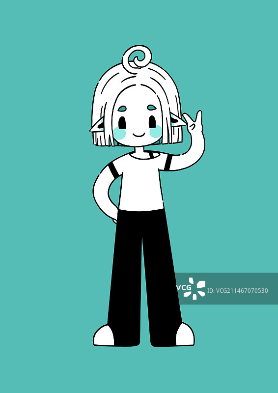 小精灵少女比V你好图片素材