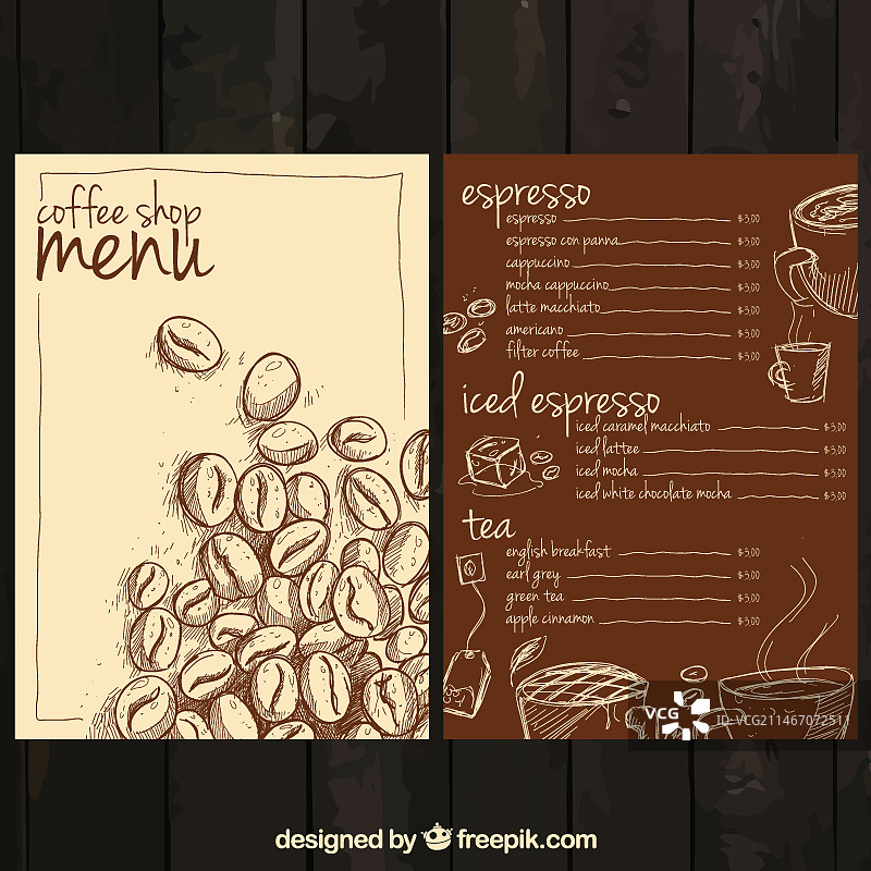 手绘咖啡菜单图片素材