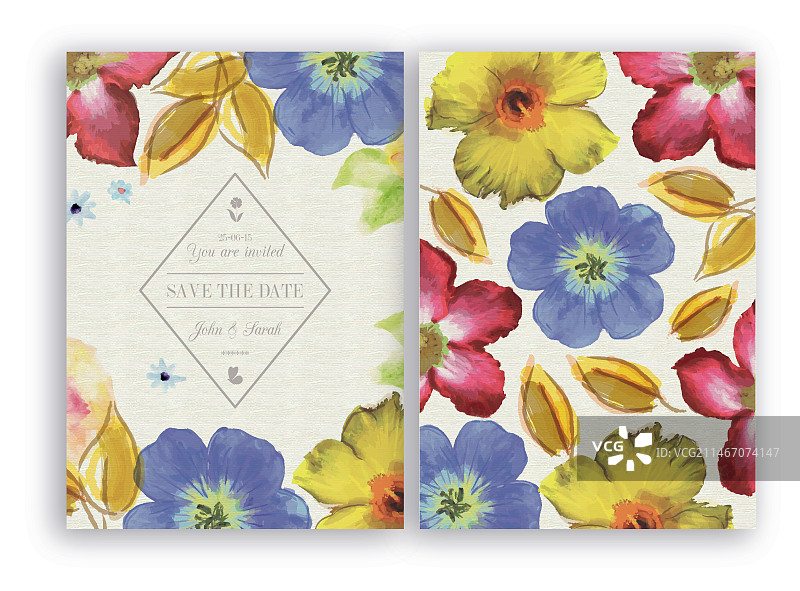 手绘花卉邀请函图片素材