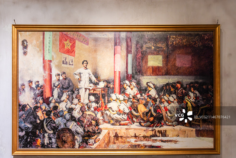 中国军事博物馆的油画古田会议图片素材