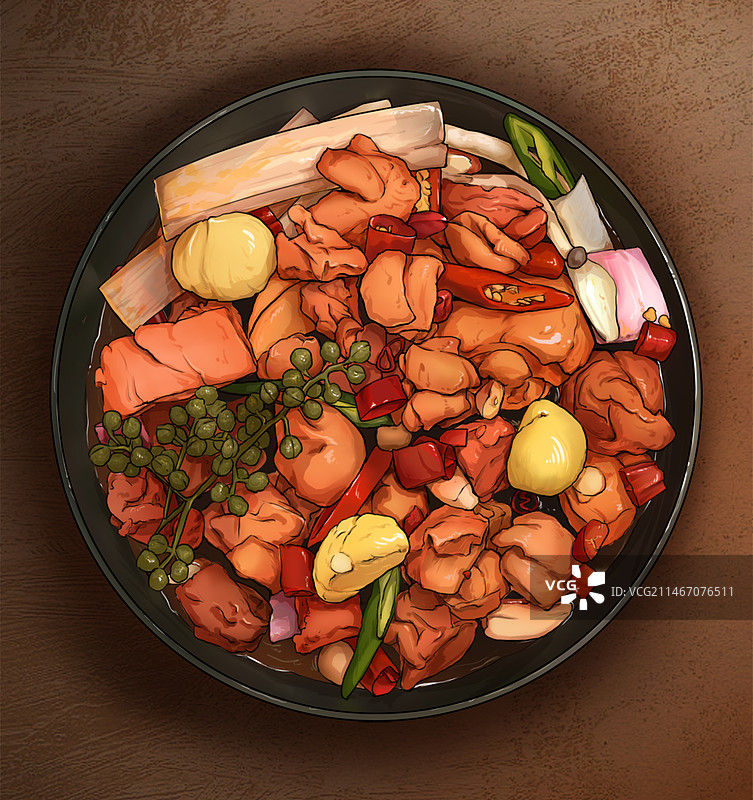 手绘栗子鸡图片素材