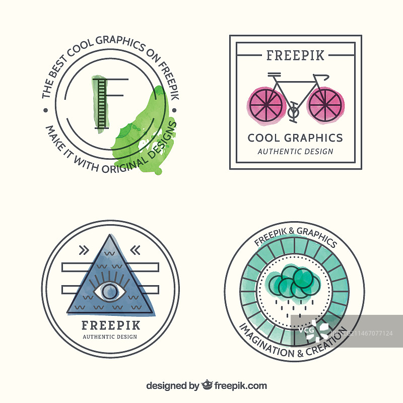 水彩时尚徽章套装图片素材