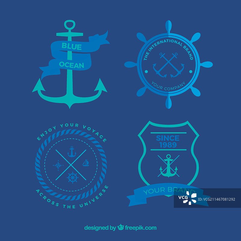 蓝色航海徽章图片素材