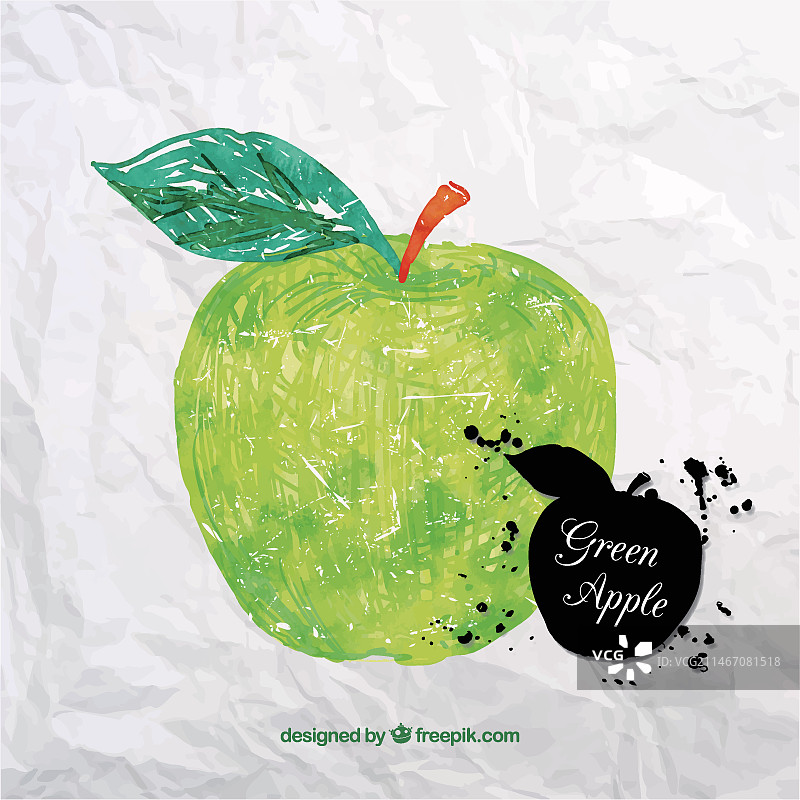 手绘苹果褶皱纸背景图片素材