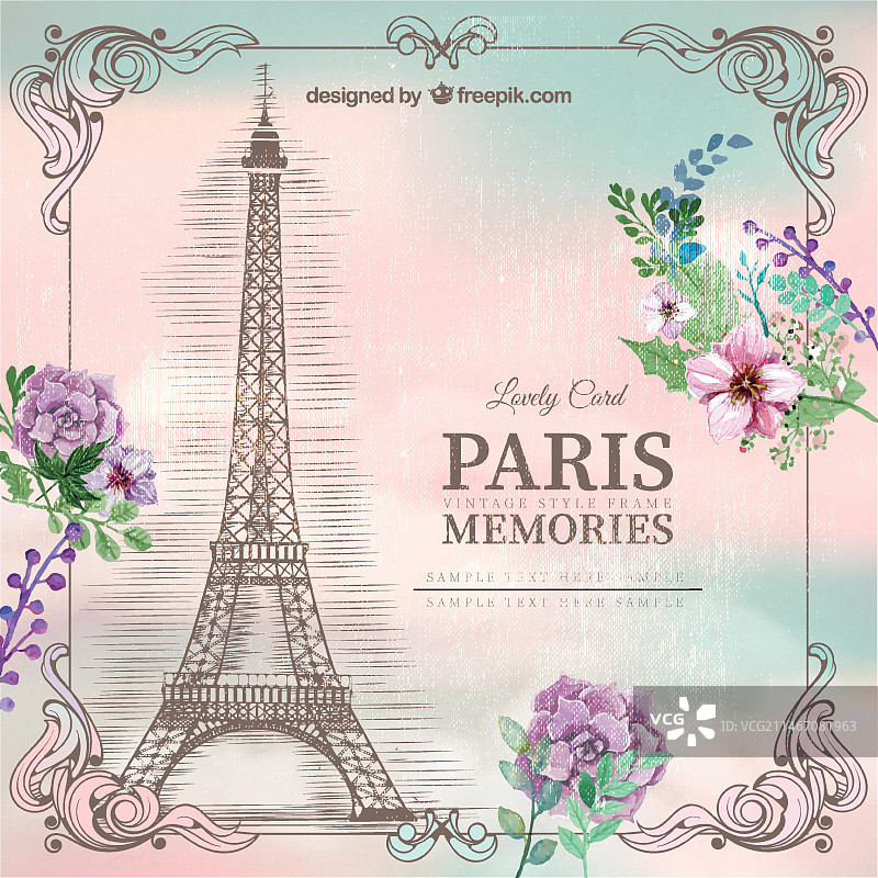 巴黎纪念卡图片素材