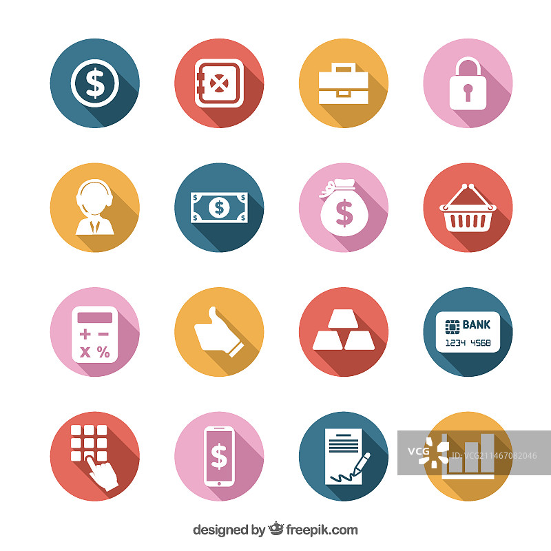 彩色货币图标集图片素材