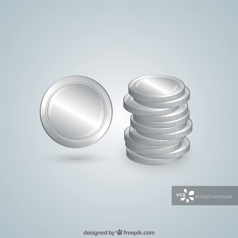 堆叠的银币图片素材