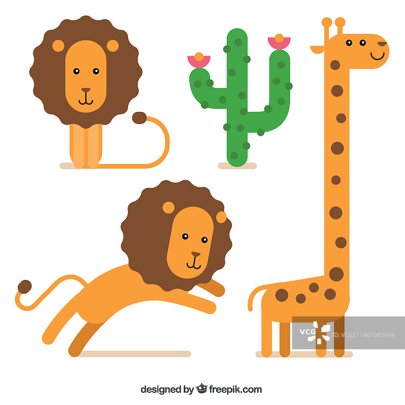 狮子和长颈鹿卡通图片素材