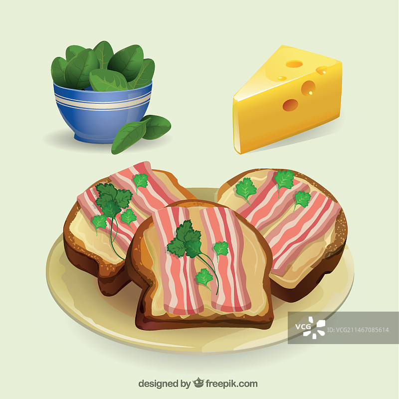 培根奶酪吐司图片素材