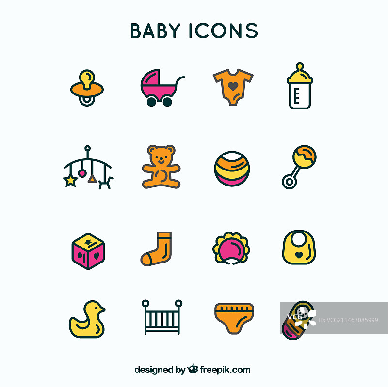 蓝色描边婴儿图标图片素材