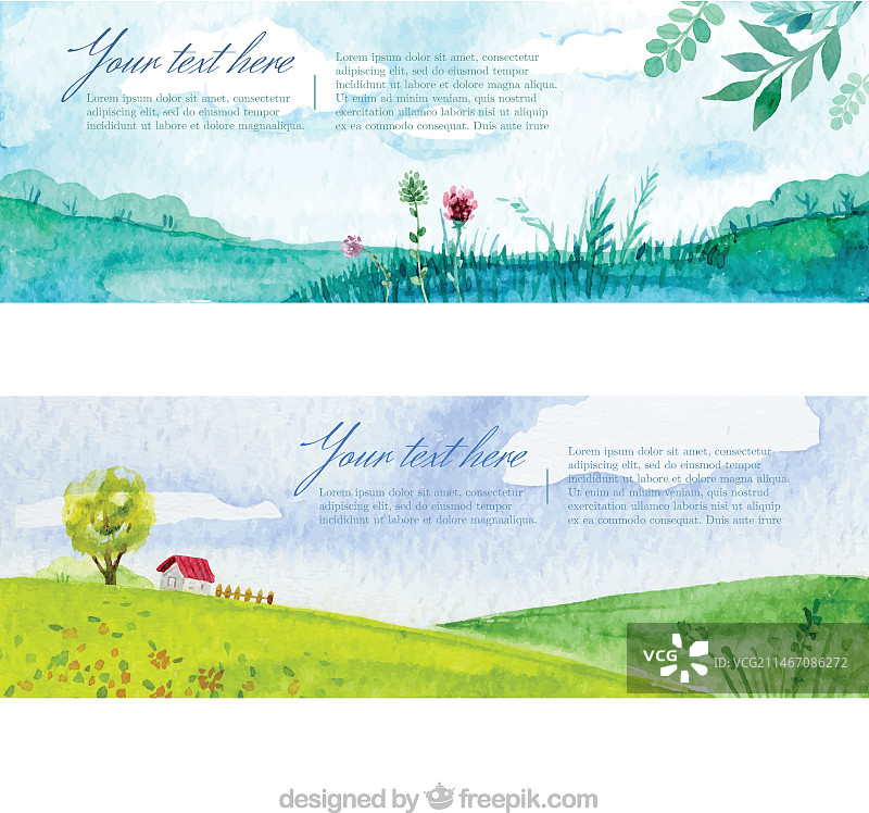 水彩风景banner合集图片素材