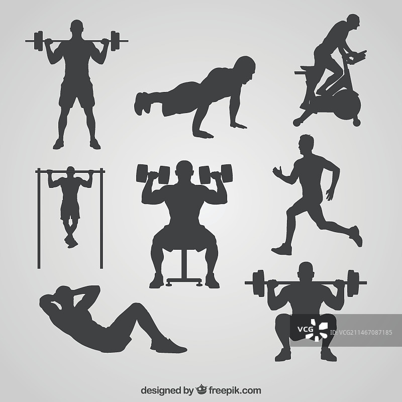 健身房剪影合集图片素材