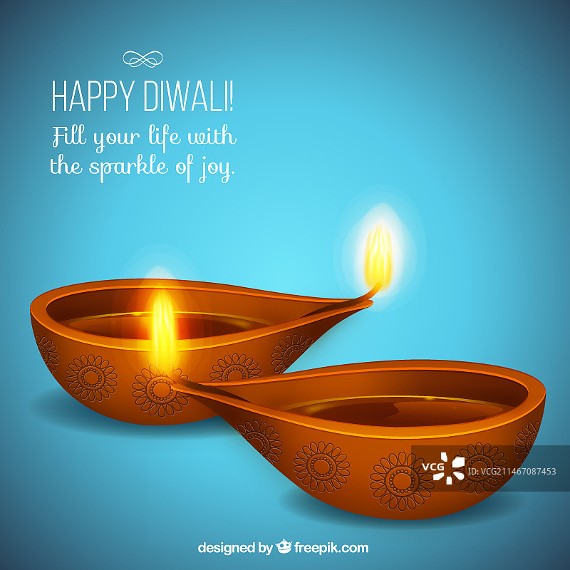 蓝色背景排灯节贺卡图片素材