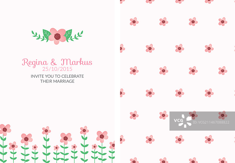 手绘花卉婚礼请柬图片素材