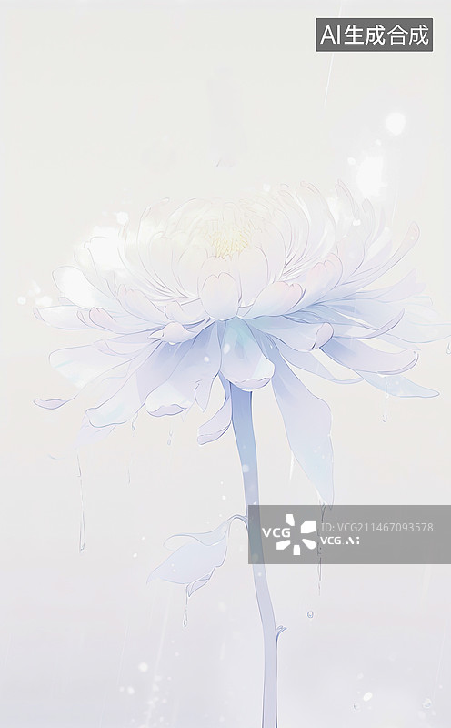 【AI数字艺术】洁白的菊花缅怀悼念公祭日图片素材