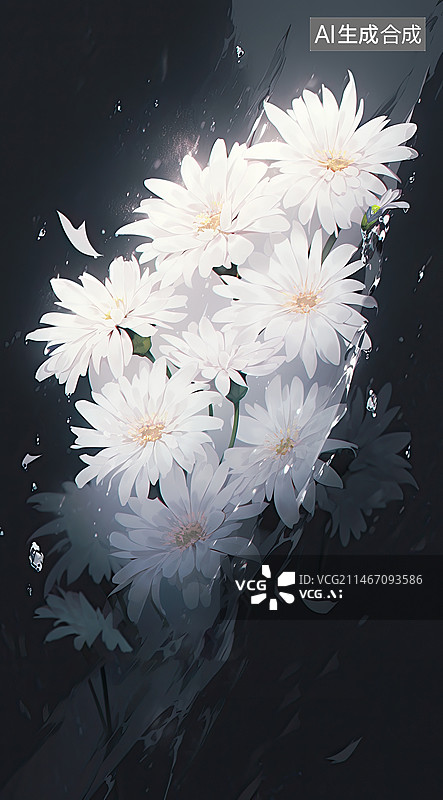 【AI数字艺术】洁白的菊花缅怀悼念公祭日图片素材