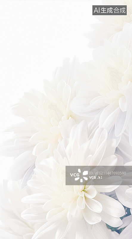 【AI数字艺术】洁白的菊花缅怀悼念公祭日图片素材