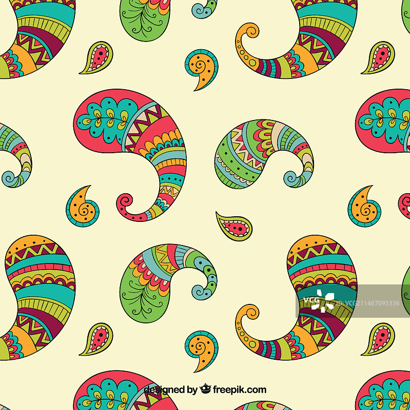 彩色佩斯利花纹图案图片素材