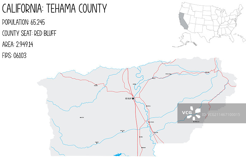 美国加利福尼亚州特哈马县地图图片素材